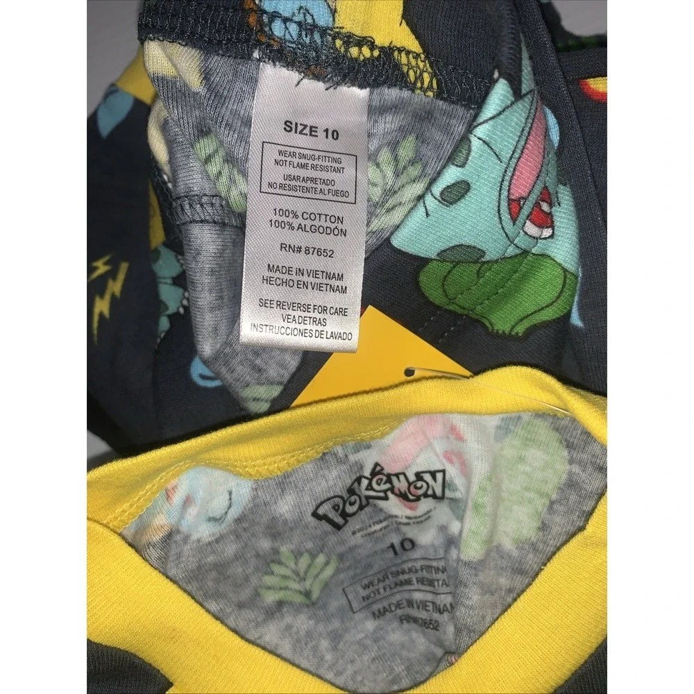 Pokemon Boys' 3 Piece Snug-Fit Cotton Pajamas Set Size 10 Short Long‎ Sleeve NEW